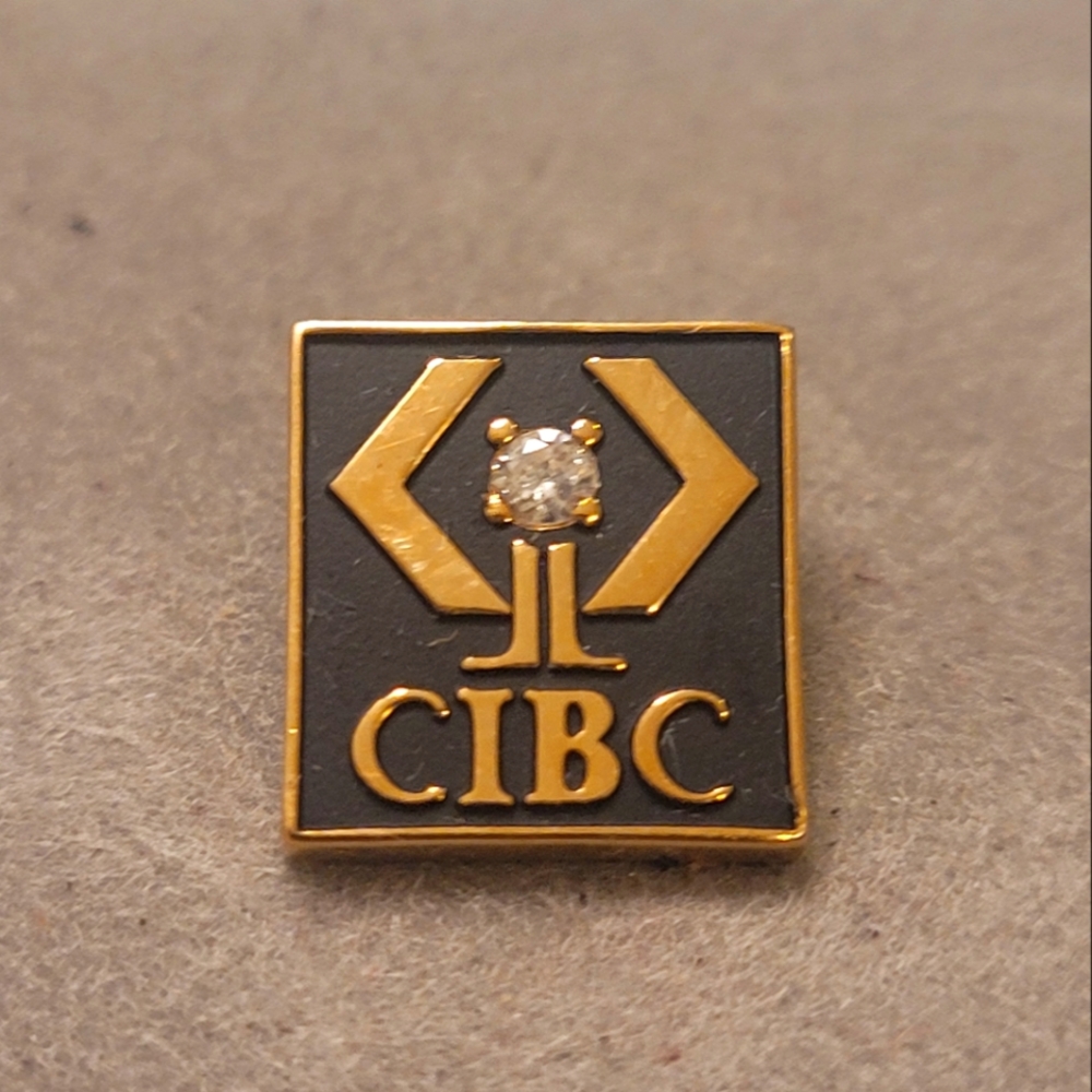 Vintage CIBC 14k Gold & Diamond Service Pin - O.C. Tanner (3.7g)